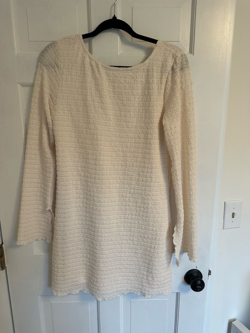 wild fable Cream Long Sleeve Textured Shift Dress